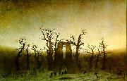 Caspar David Friedrich The Abbey in the Oakwood painting